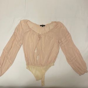 Tassel bodysuit in blush